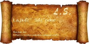Lajkó Sándor névjegykártya